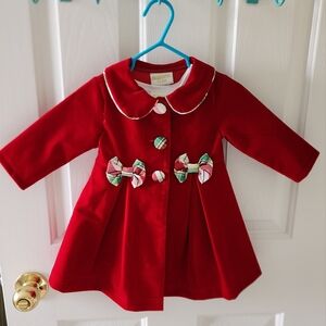 Blueberi Gold Christmas holiday baby girl dress and coat 6-9 mo